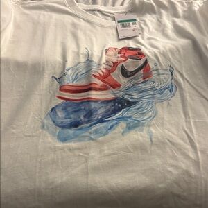Jordan White T-Shirt with Red Accent